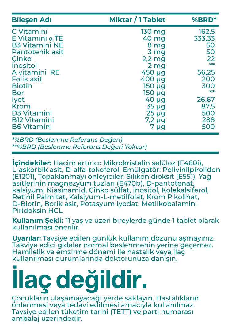 Vitavy Vitamin ve Mineral İçeren Takviye Edici Gıda | Multivitamin & Multimineral