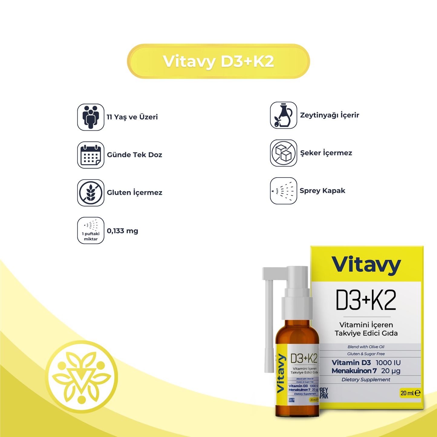 Vitavy Vitamin ve Mineral İçeren Takviye Edici Gıda (Multivitamin & Multimineral) ve Vitavy D3K2 Vitamini İçeren Takviye Edici Gıda | İkili Set