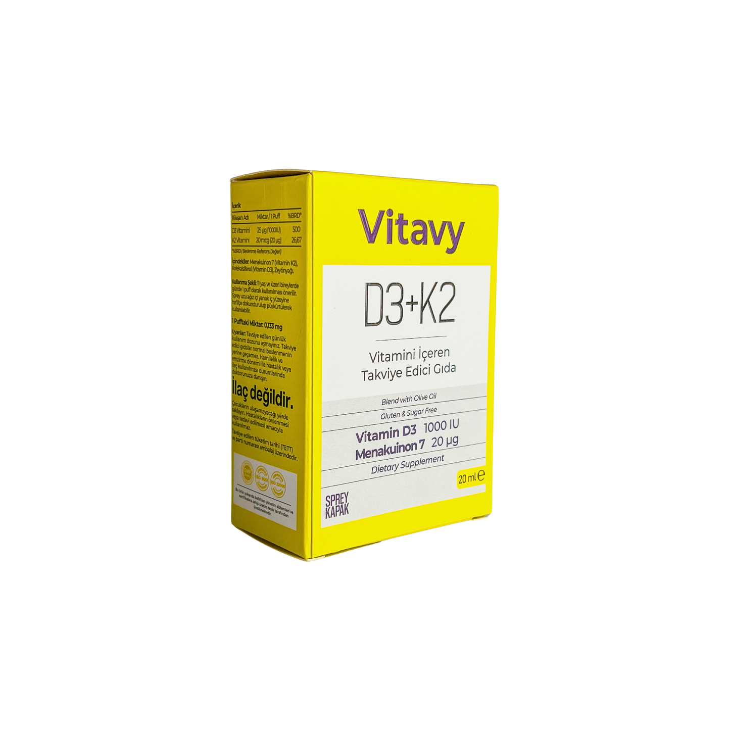 Vitavy D3K2 Vitamini İçeren Takviye Edici Gıda | Sprey İkili Set