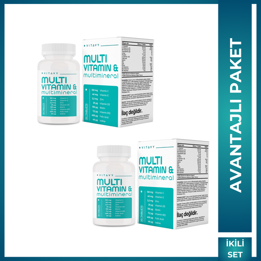 Vitavy Vitamin ve Mineral İçeren Takviye Edici Gıda | Multivitamin & Multimineral | İkili Set