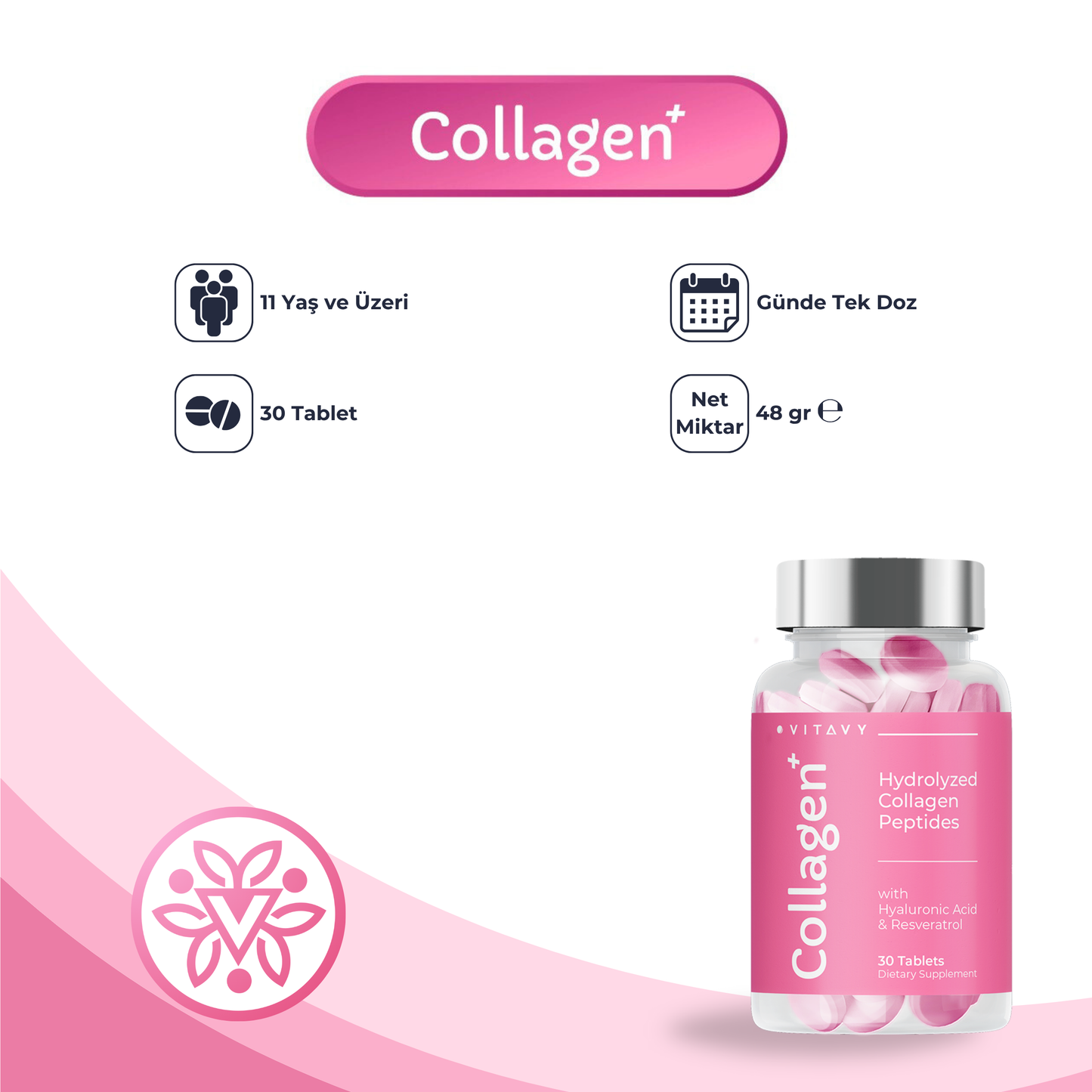 Vitavy Kollajen & Hyaluronik Asit & Resveratrol İçeren Takviye Edici Gıda ve Vitavy B12 Vitamini İçeren Takviye Edici Gıda | İkili Set